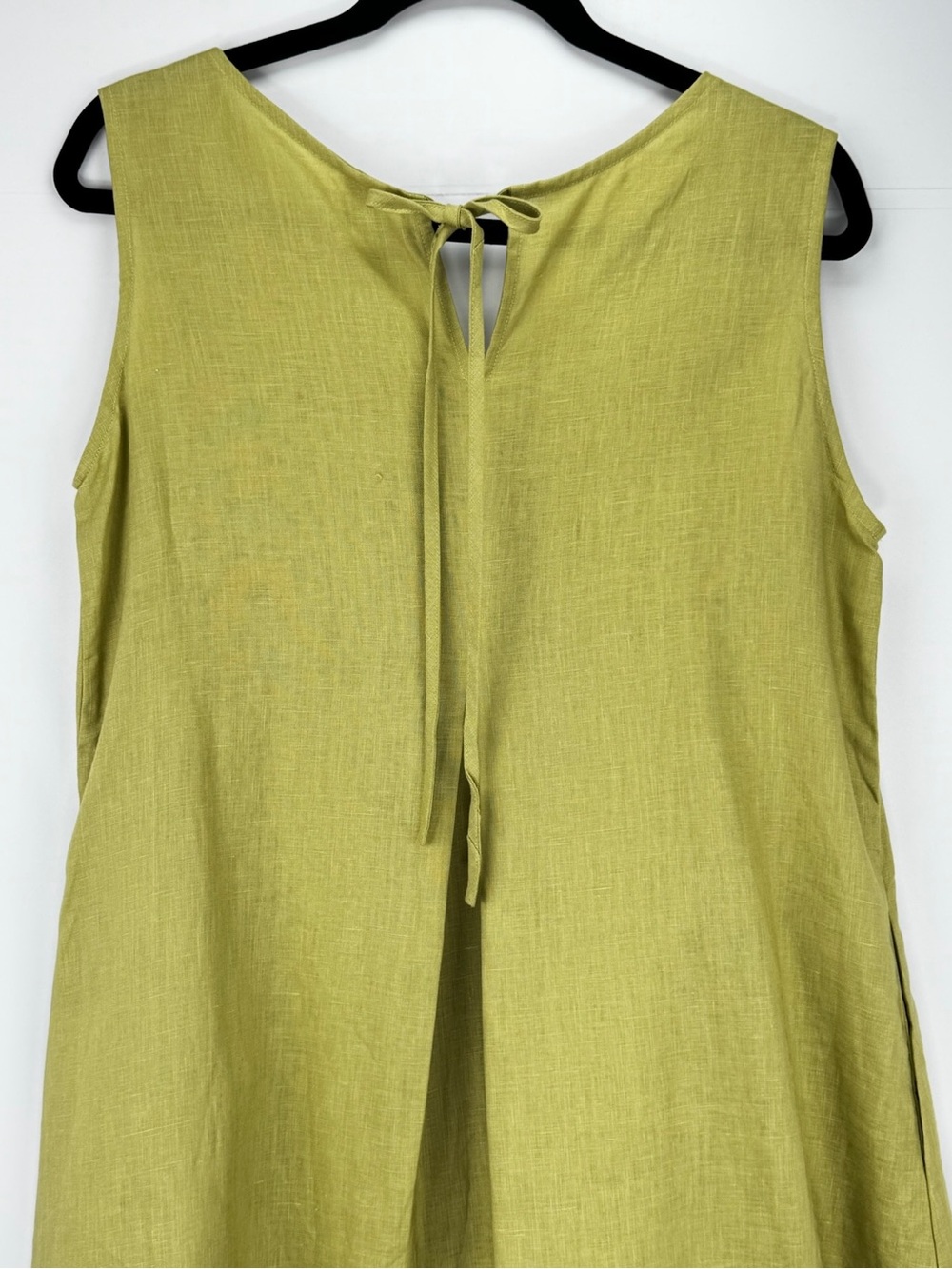 Sleeveless V-Neck Linen Blend Maxi Dress in Light Olive - Picture 7 of 16